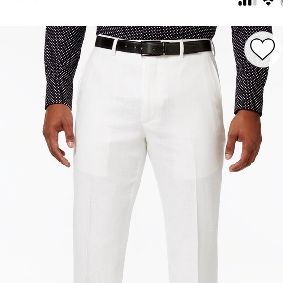 Men’s Classic-fit White Linen Dress Pants - Picture 4 of 4